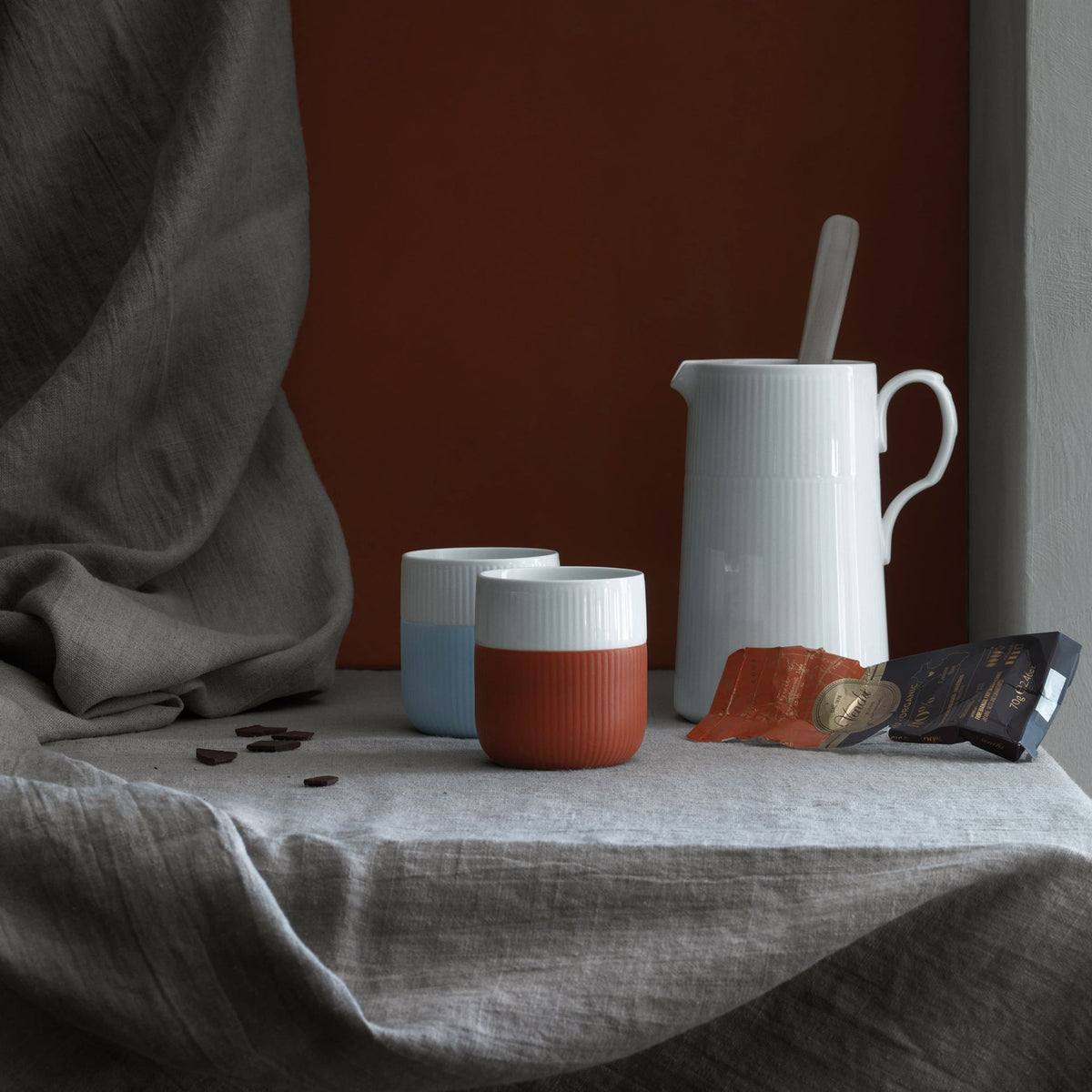 Fluted Contrast Mug, Light Blue, 35 cl - US 2602