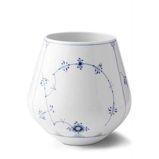 Blue Fluted Plain Vase, 20.5 cm - US 8508