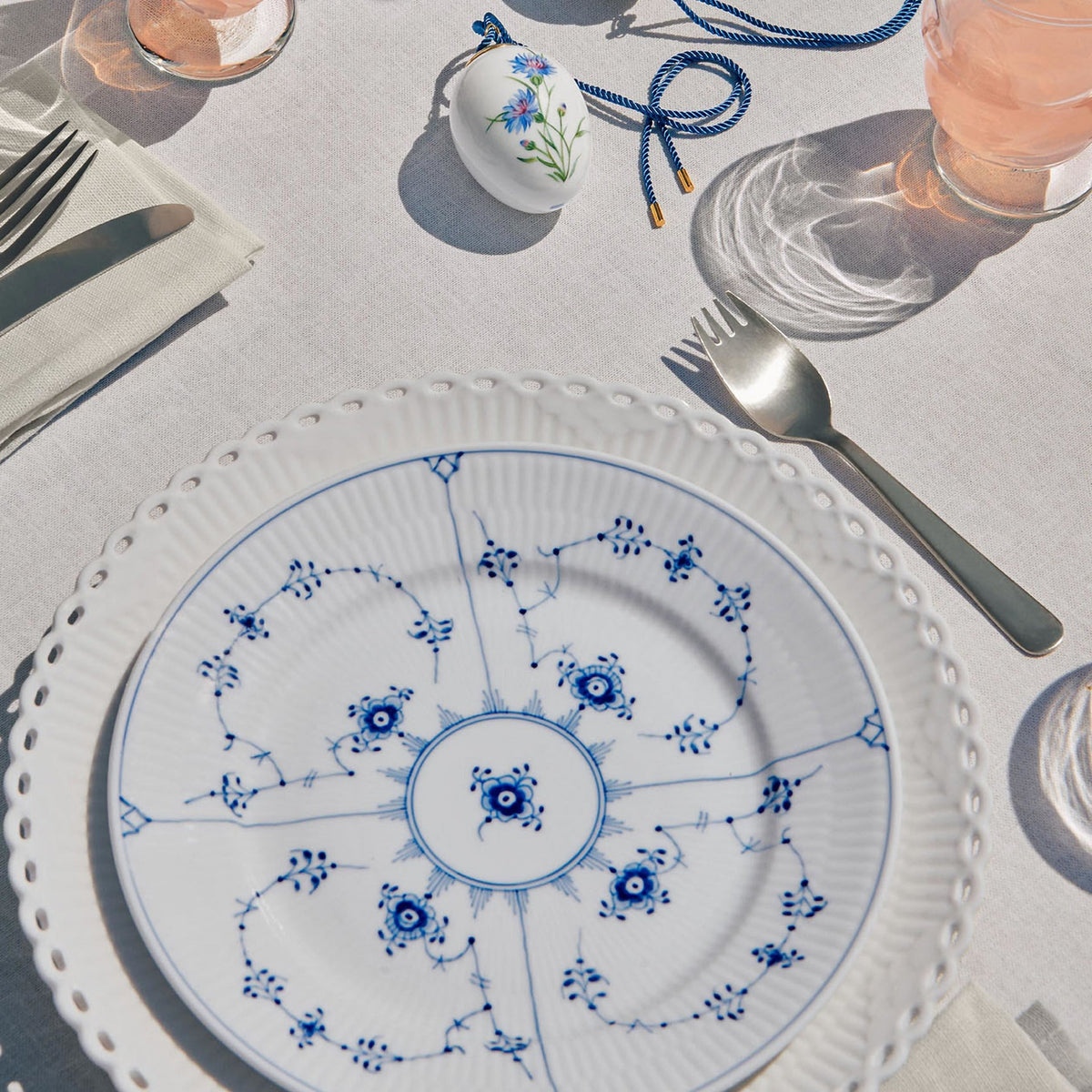Blue Fluted Plain Plate, 17 cm - US 3306