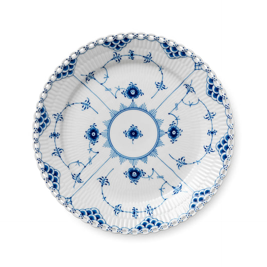 Blue Fluted Full Lace Plate, 25 cm - US 6127
