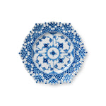 Blue Fluted Full Lace Plate with Double Lace Border, 21 cm - US 3034