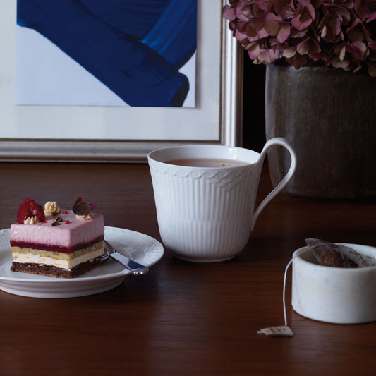 White Fluted Half Lace Plate, 17 cm - US 8696