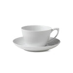 White Fluted Cup and Saucer, 28 cl - US 8029