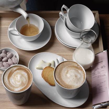White Fluted Cup and Saucer, 28 cl - US 8029
