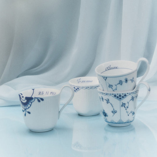 Blue Fluted Plain High Handle Cup, Bespoke, 33 cl - US 2180