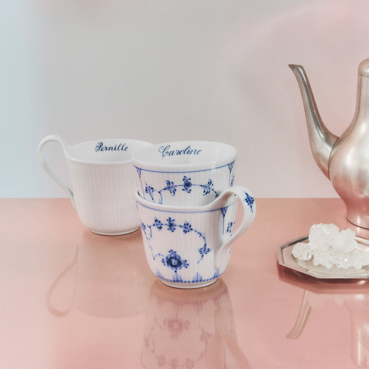 Blue Fluted Plain High Handle Cup, Bespoke, 33 cl - US 2180